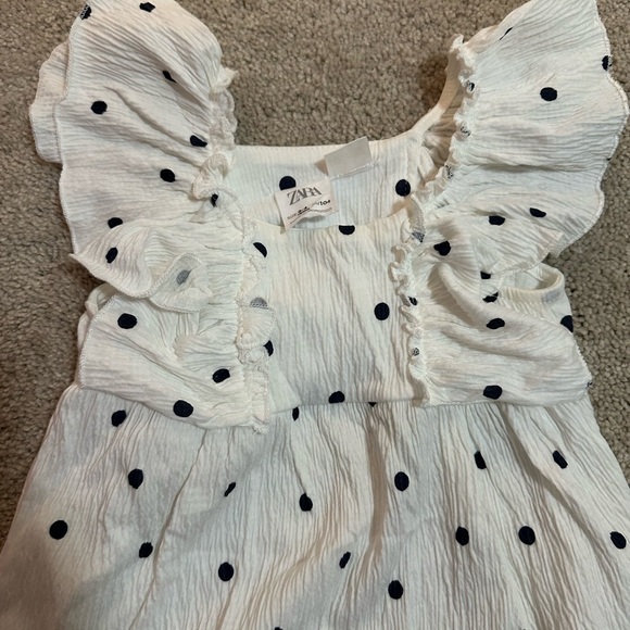 White Polka Dot Kids Dress - Picture 3 of 3